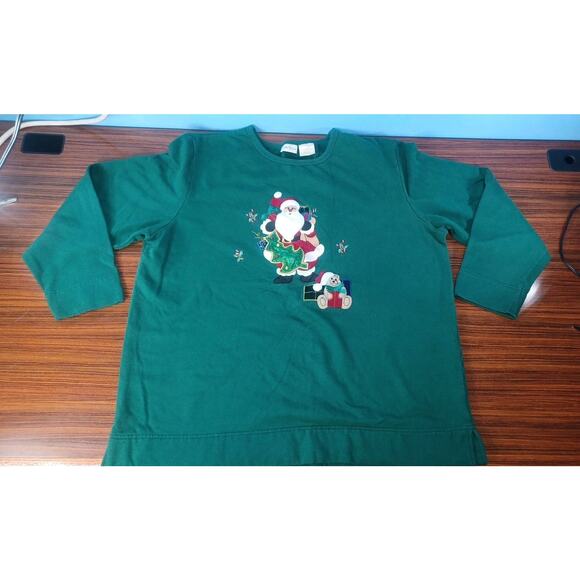Boobie Brooks Green Embroidered Santa With Gifts Christmas Shirt Size X-Large - Picture 2 of 10